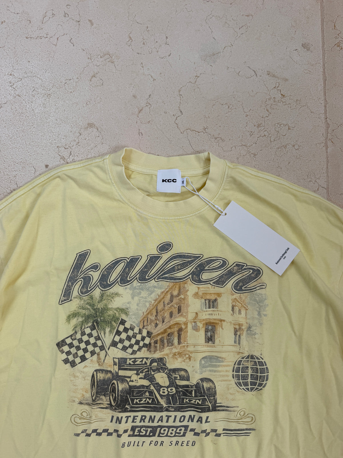 F1 vintage wash yellow t-shirt